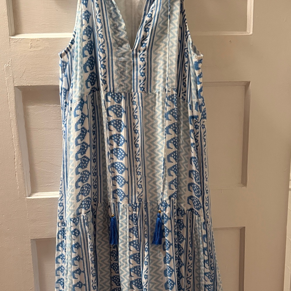 Oliphant Blue Patterned Halter Maxi Dress - Picture 4 of 9